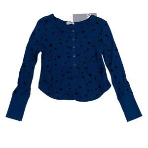 NWT Splendid Size 7 Cropped Star Thermal in Navy Blue
